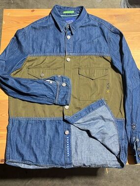 Scotch & Soda Men's Two-Tone Denim & Olive Workshirt Jacket